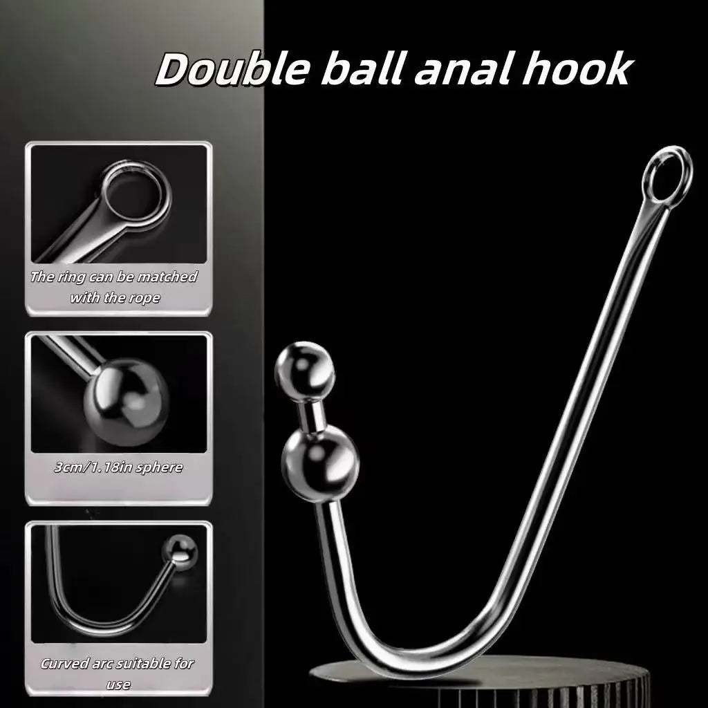 Stainless Steel Anal Hook with Beads