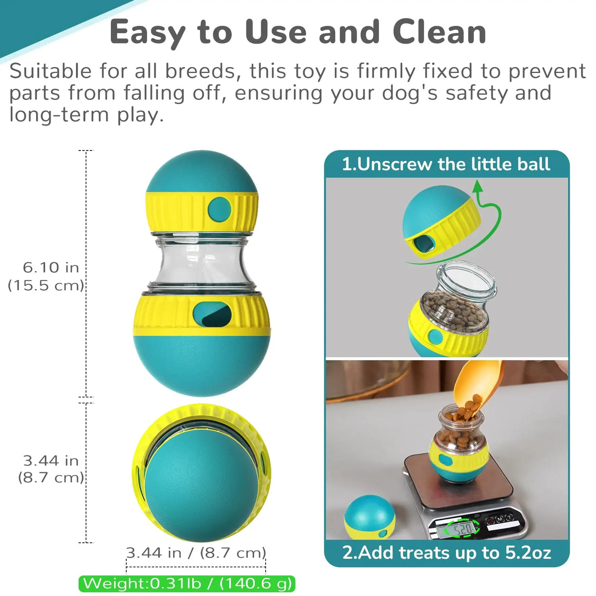 Interactive Slow-Feeder Treat Ball for Dogs & Cats