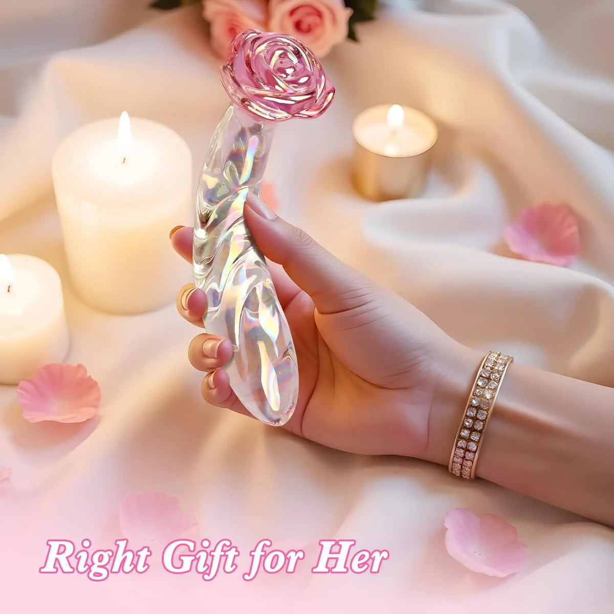 Rose Crystal Glass Anal Plug
