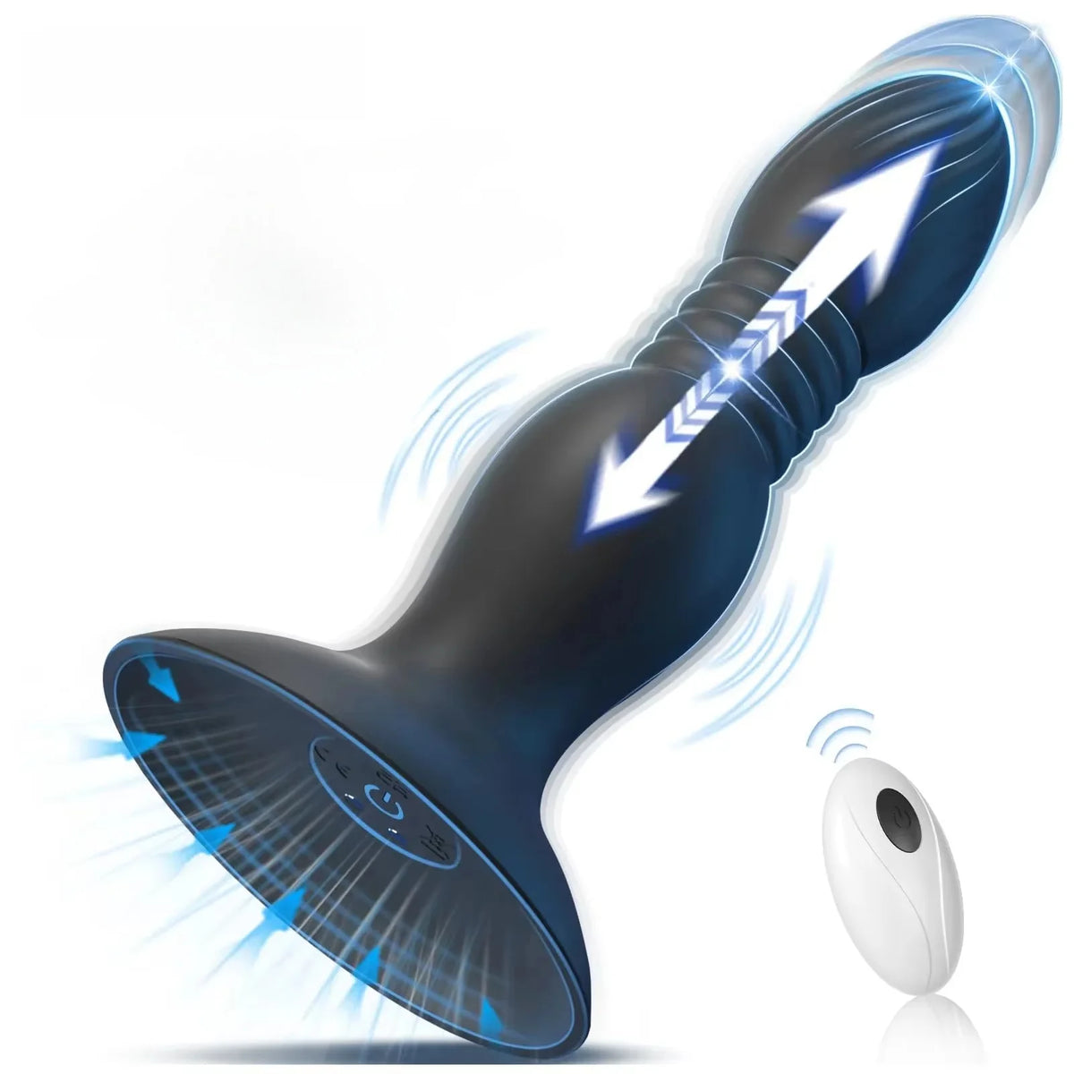 Remote-Control Thrusting Vibrating Anal Plug with Suction Base