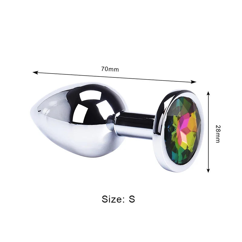 Colored Crystal Stainless Steel Anal Plug – 3 Sizes
