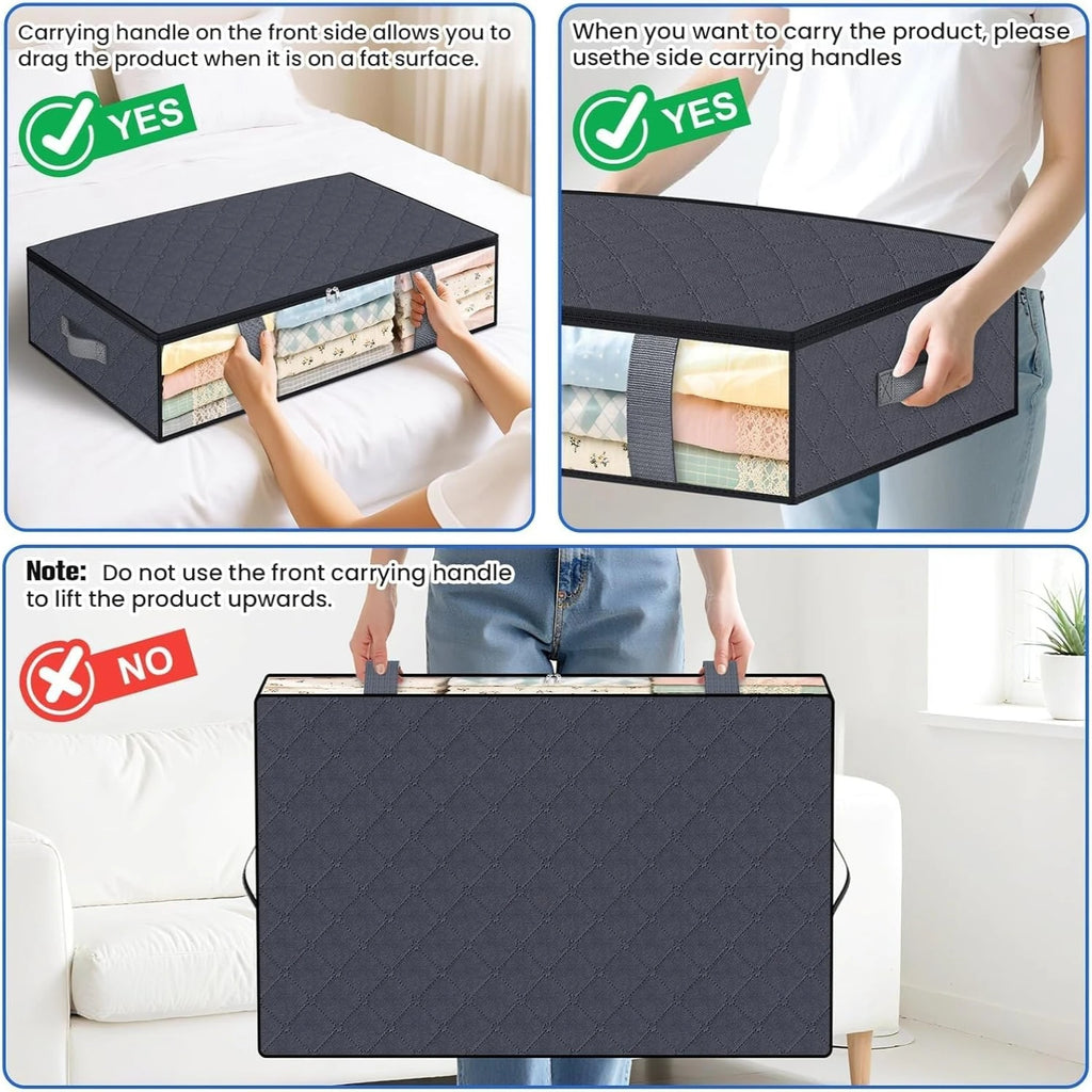 4 Pack Under Bed Storage Containers Blanket Storage Bag Shoe Storage and Organization Space-Saving Bedding Organizer for Bedroom