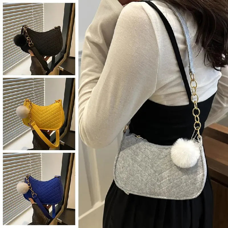 Felt Crescent Mini Shoulder Bag