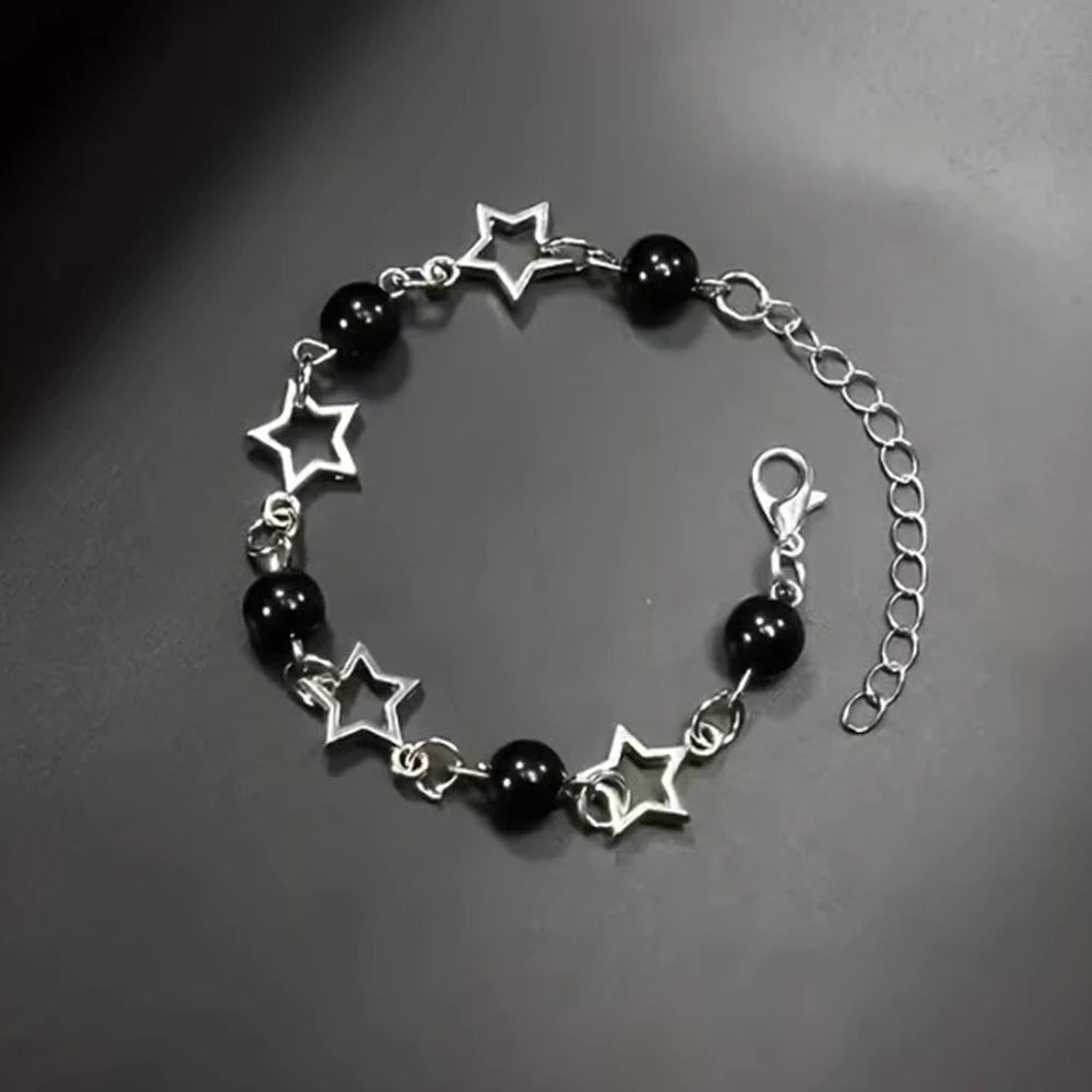Vintage Punk Star Bead Chain Bracelet