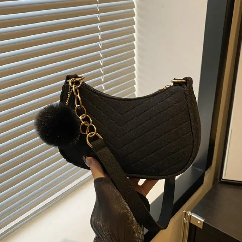 Felt Crescent Mini Shoulder Bag