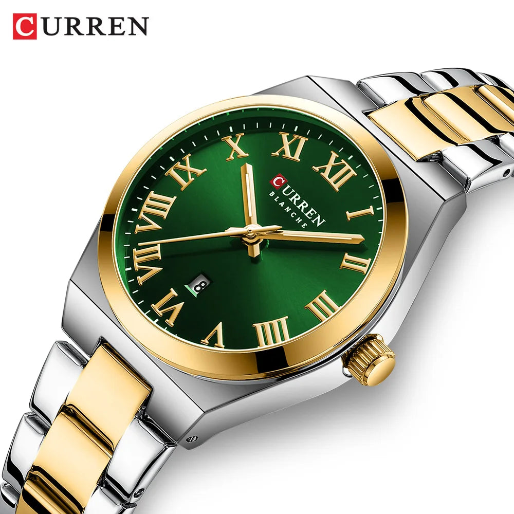 Women's Silver Stainless Steel Date Dress Watch