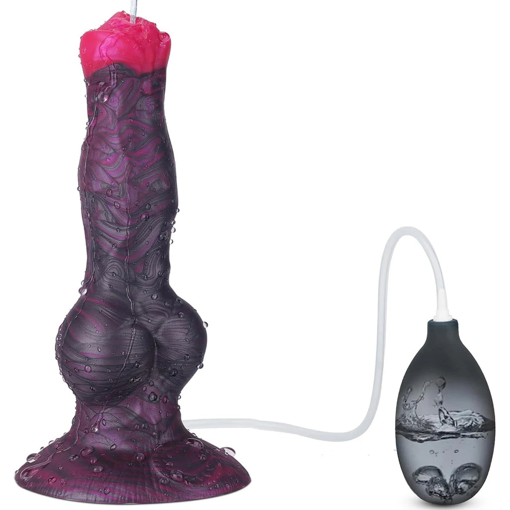 Large Dog Knot Ejacultion Dildo With Sucker Spray Liquid Function Sex Toys For Women Men Couple Purple Silicone Squirting Penis
