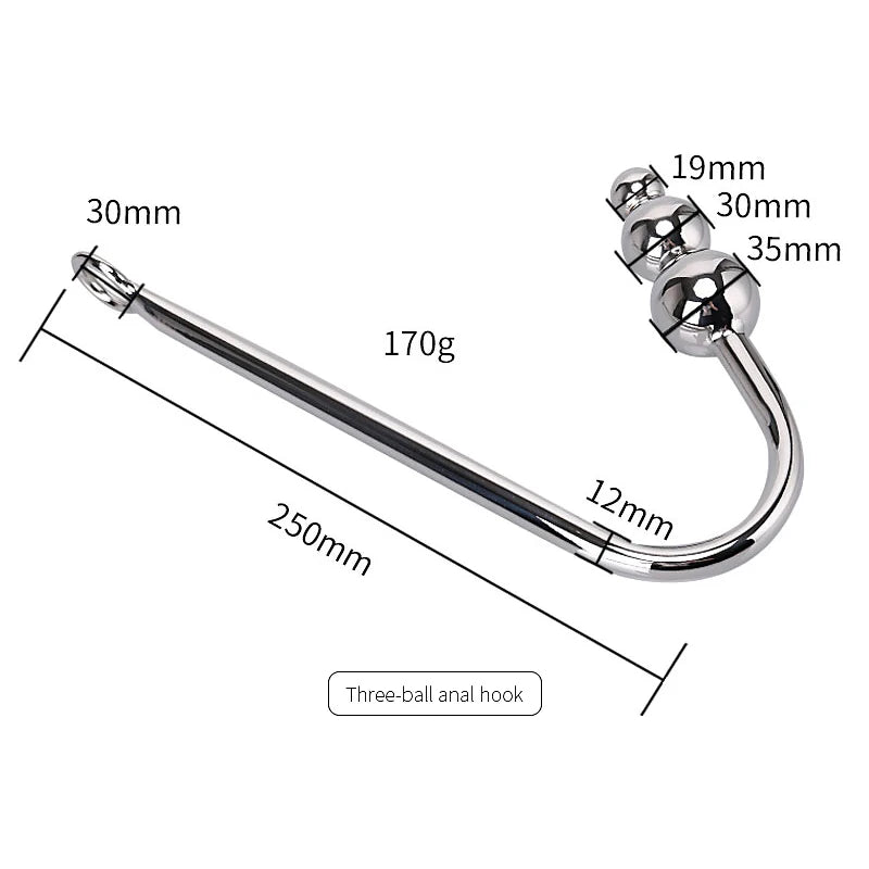Stainless Steel Anal Hook with Beads