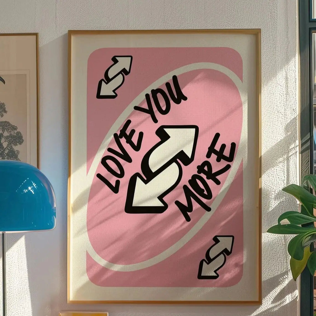 “Love You More” Pink Retro Wall Print
