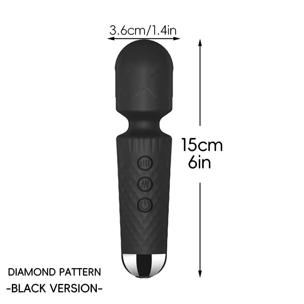 Waterproof Rechargeable Wand Vibrator – 20 Modes/8 Levels
