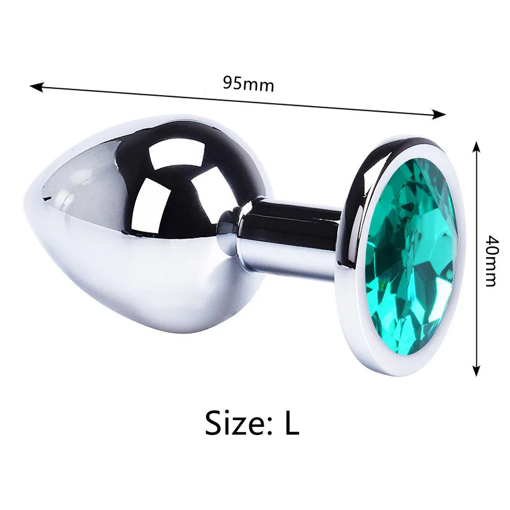 Colored Crystal Stainless Steel Anal Plug – 3 Sizes
