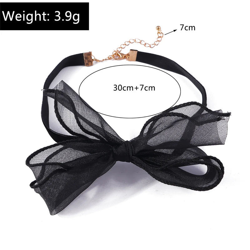 Korean Fashion Black Lace Bowknot Chokers Necklace for Women Girls Holiday Festival Jewelry Gifts