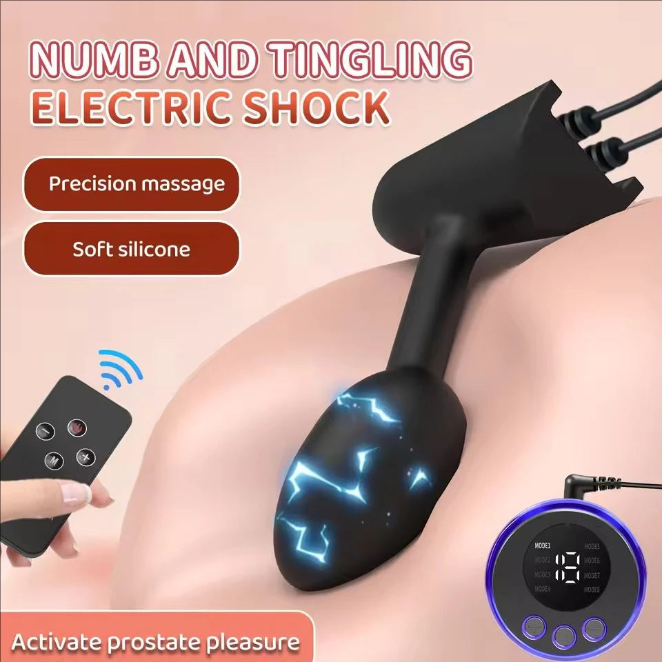 Electric-Stimulation Silicone Anal Bead & Plug