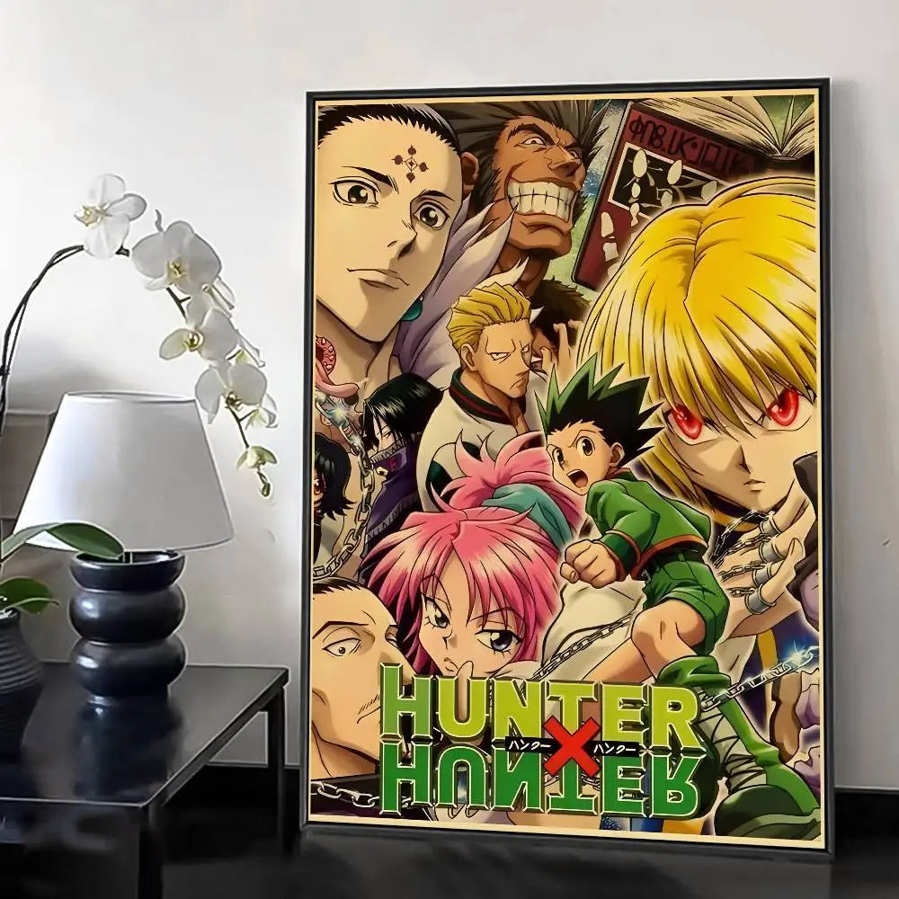 H-HunterXHunter Retro Poster HD Art Sticky Wall Waterproof Home Living Room Bedroom Bar Aesthetic Decoration