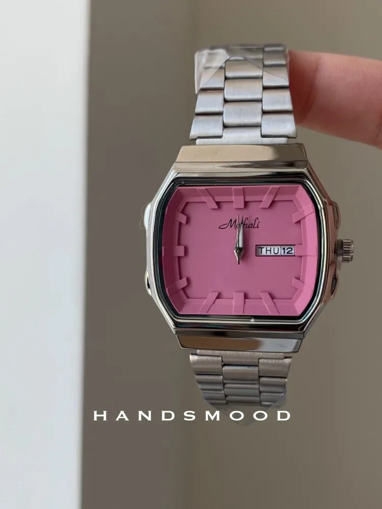 Stainless Steel Women's Watch Exquisite Square Quartz Watch Calendar Waterproof Bracelet Fashion Elegant Women's Watch