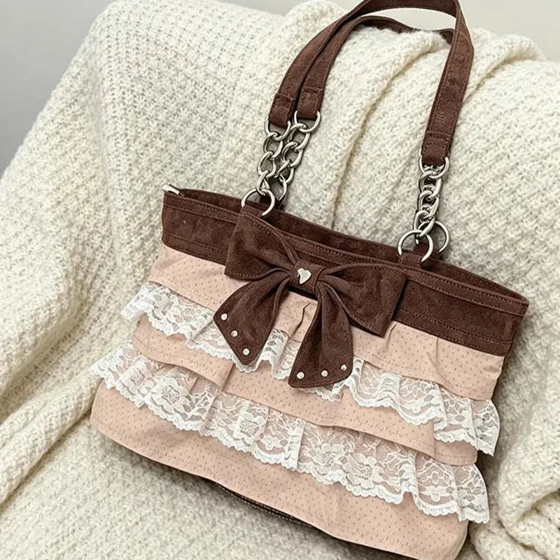 Y2K Butterfly Bow Lace Shoulder Bag