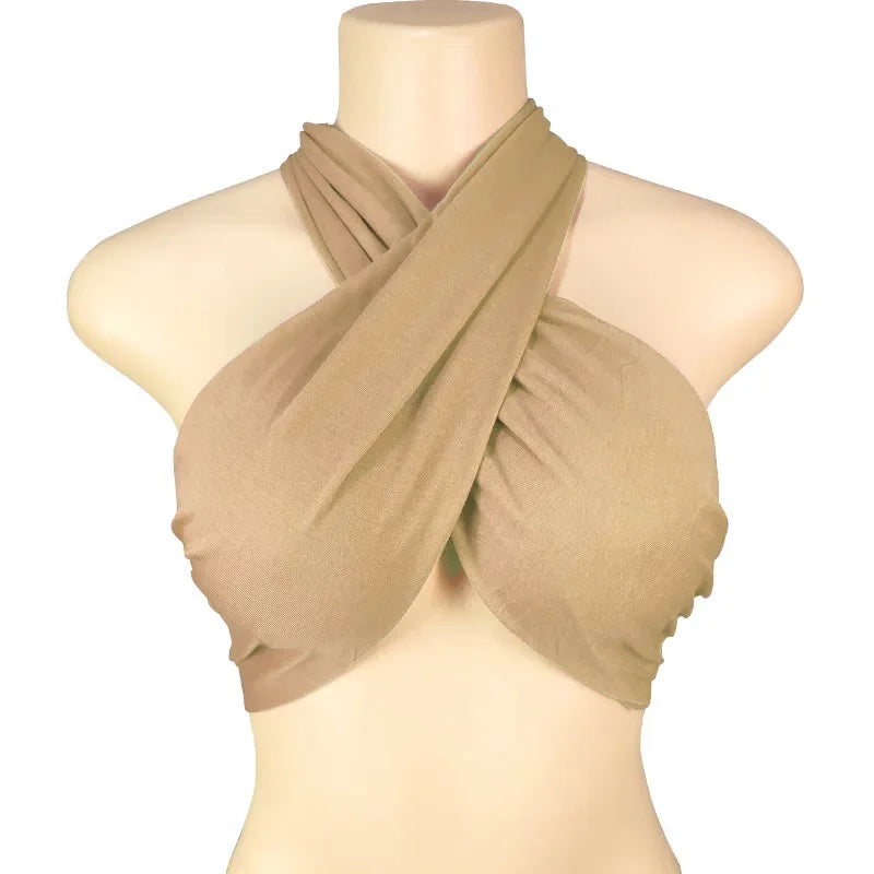 Women's Backless Cross-Strap Halter Crop Top