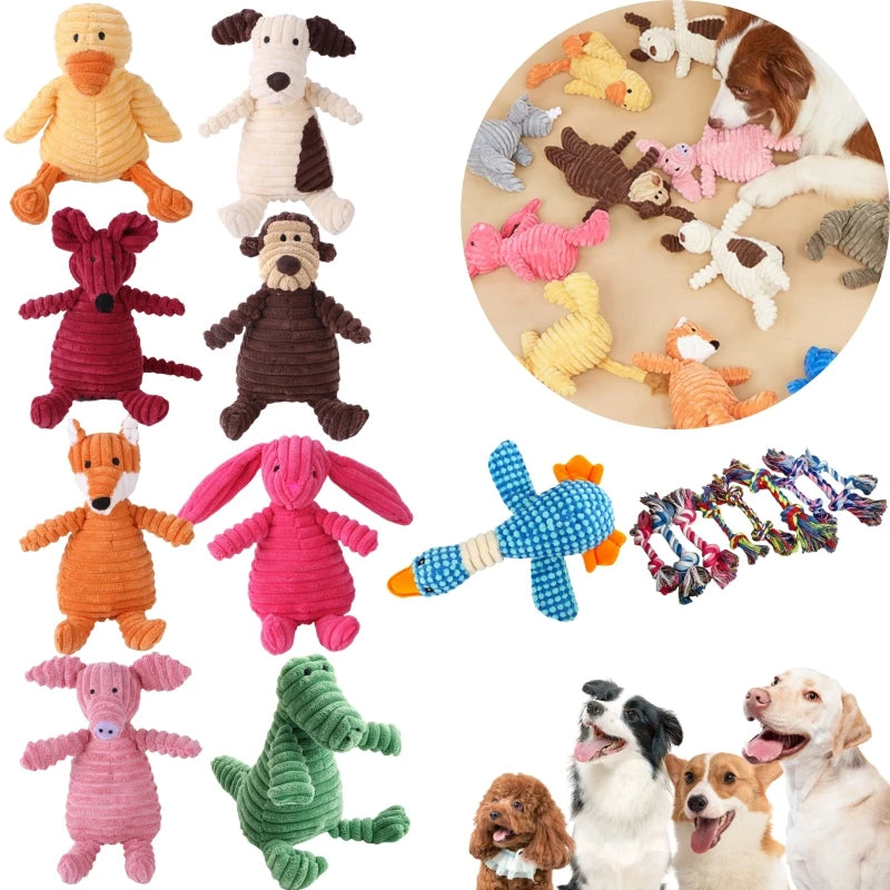 Corduroy Dog Toys Animal Plush Toys for Dog Squeaky Toys Dog Supplies Puppy Chew Toys Bite Resistant Dog Toys Pet Accessories