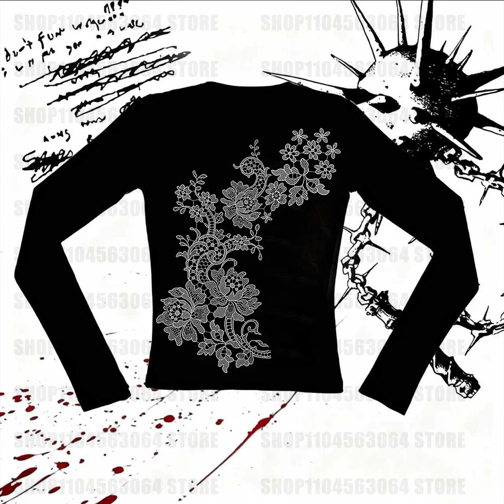 Kitty Graphic Grunge Y2K Crop Top