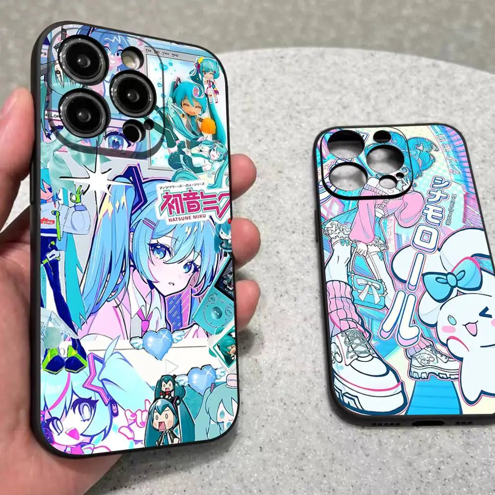 Kawaii H-Hatsune Miku Phone Case For iPhone 17 16 15 14 11 12 13 Mini Pro XS Max Plus Funda Shell