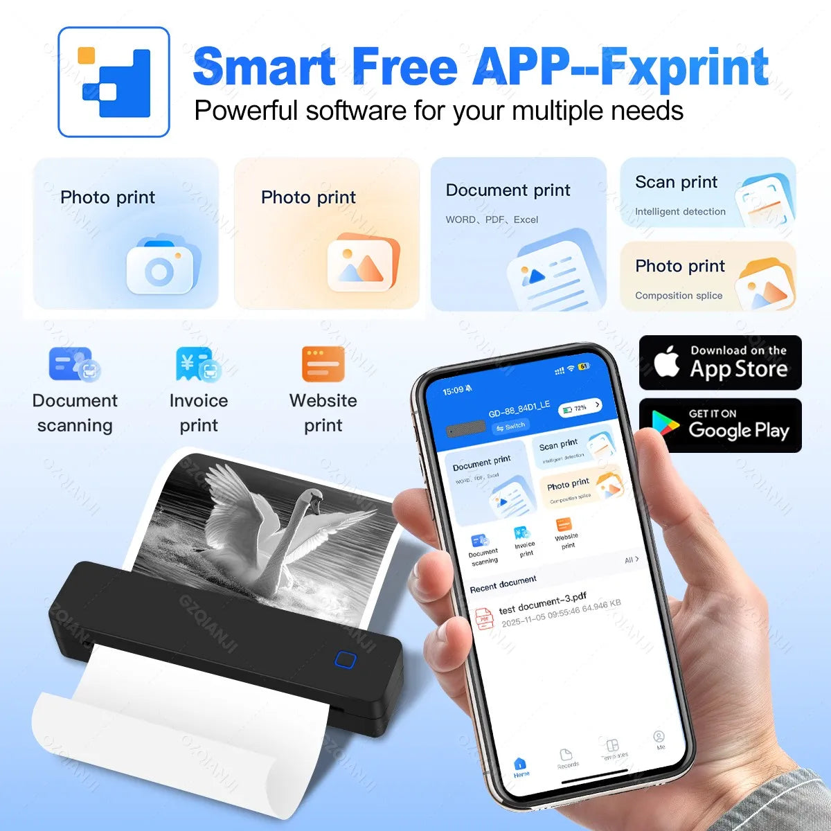 Portable A4 Bluetooth Thermal Printer