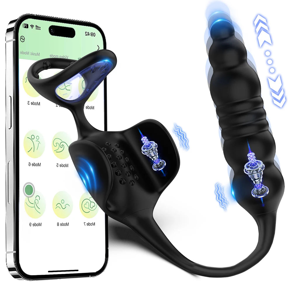 Remote-Control Thrusting Prostate Massager with Ring