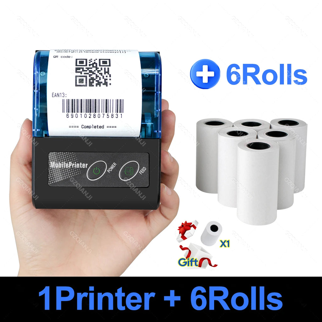 Portable Mini Thermal Printer 2 inch Bluetooth USB Receipt Bill Ticket Printer with 58x30mm Print Paper for Restaurant Android