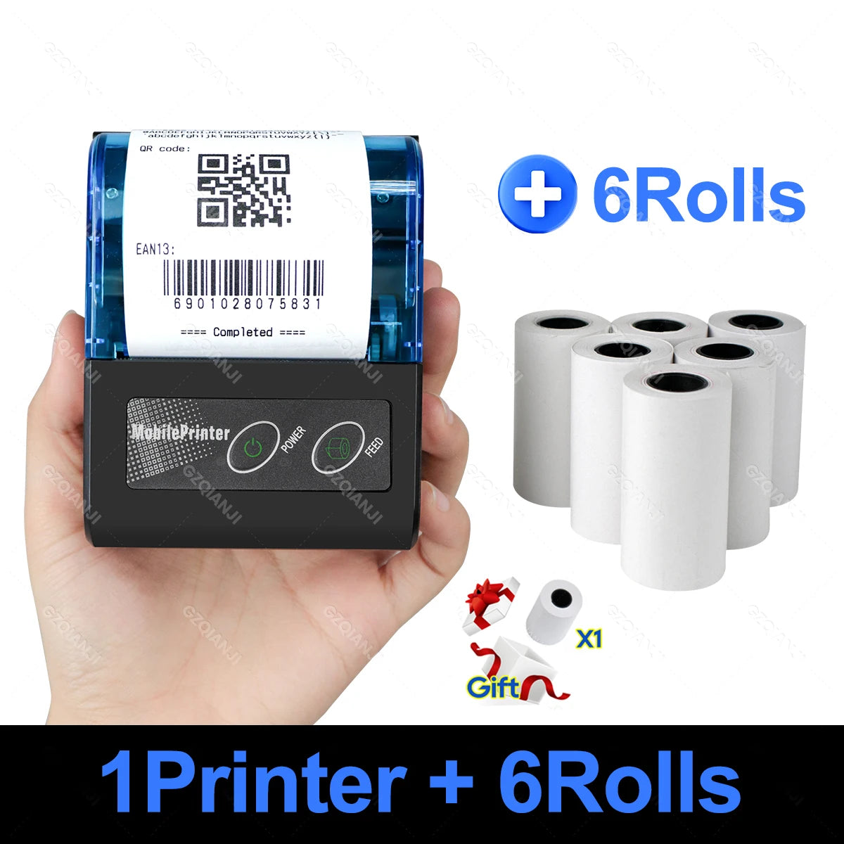 Portable Mini Thermal Printer 2 inch Bluetooth USB Receipt Bill Ticket Printer with 58x30mm Print Paper for Restaurant Android