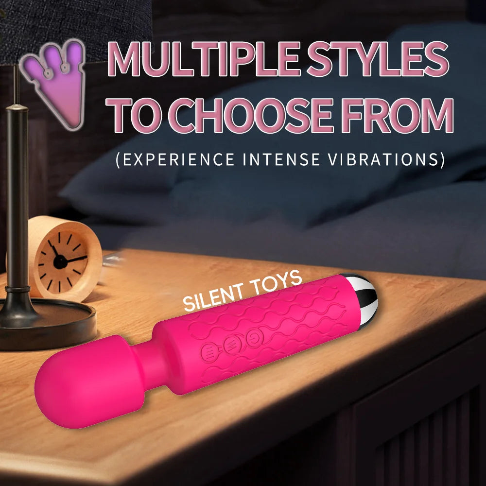 Waterproof Rechargeable Wand Vibrator – 20 Modes/8 Speeds