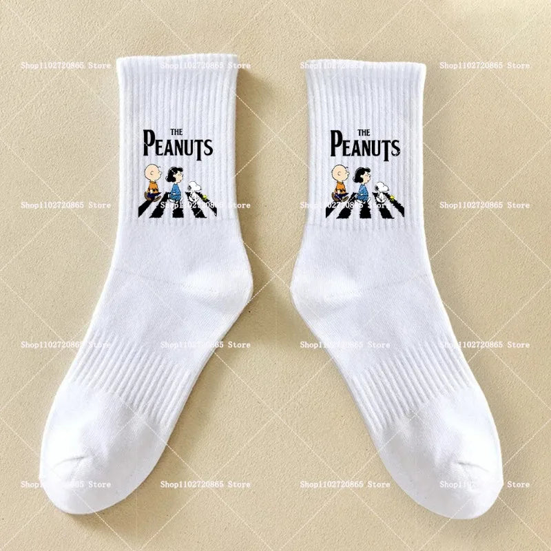 Snoopys Socks Cute Cartoon Anime Print Crew Socks Unisex All Season Breathable Soft Casual Sport Daily Wear Long Stockings Gift