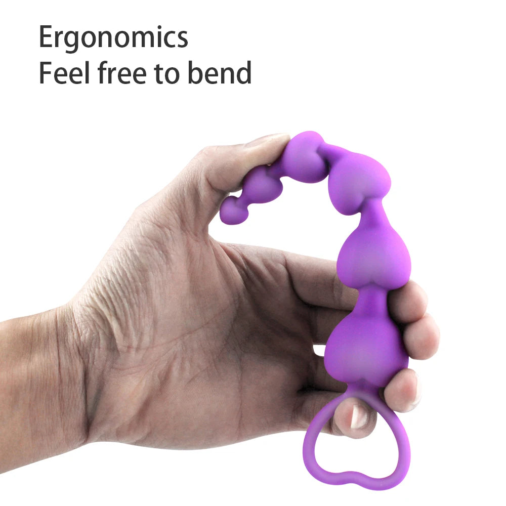 Flexible Heart-Shaped Silicone Anal Bead Chain