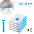 Vacuum Compression Bags Space Saver Storage Bags For Clothes Quilt Travel, Transparent Airtight Reusable With Hand Pump, 1-10pcs