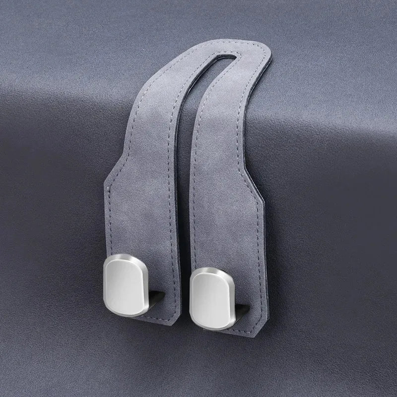 Suede & Metal Car Headrest Storage Hook