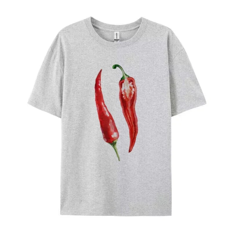 Oversized Chili Pepper Graphic T-Shirt