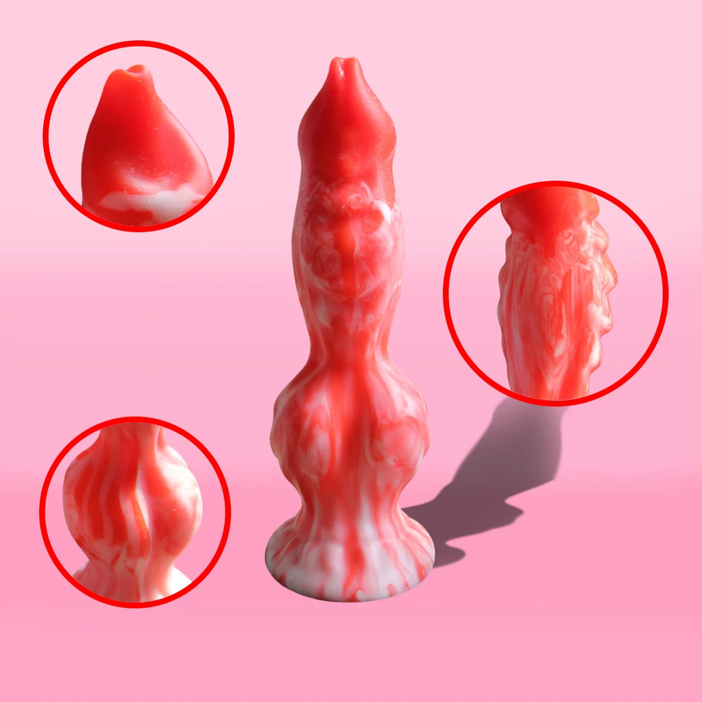 Liquid Silicone Dog Dildo for Adults, Realistic Pet Shape Anal Plug, Soft Flexible Erotic Sex Toy for Men & Women