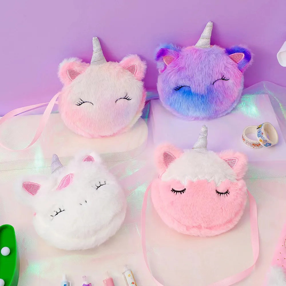 Kids Plush Unicorn Shoulder Bag