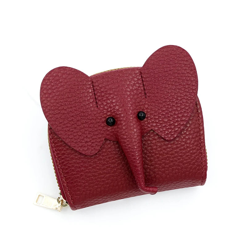 Creative PU Leather  Purse for Women Baby Elephant Card Holder Bag Pendant Ideal for Birthday Gift