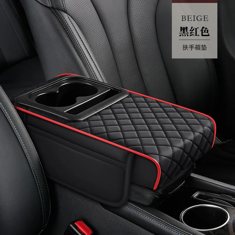 Car Armrest Organizer with Cup Holder & Cushion
