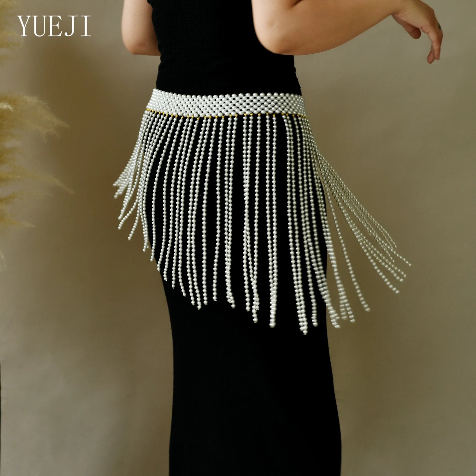 YUEJI Sexy Women Dress Waist Chain Handmade Beaded Tassel Style Short Skirt Women Dress Bikini Cover Up G97
