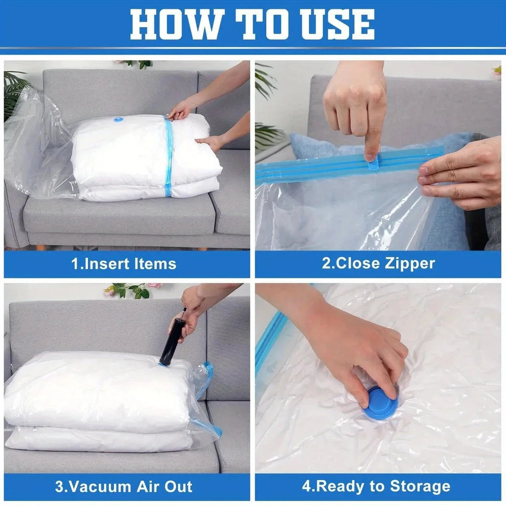 3/5/10PCS Vacuum Storage Bags For Clothes,Bedding,Space Saving Bags Storage Vacuum Seal Packet,Folding Compressed Organizer Bag