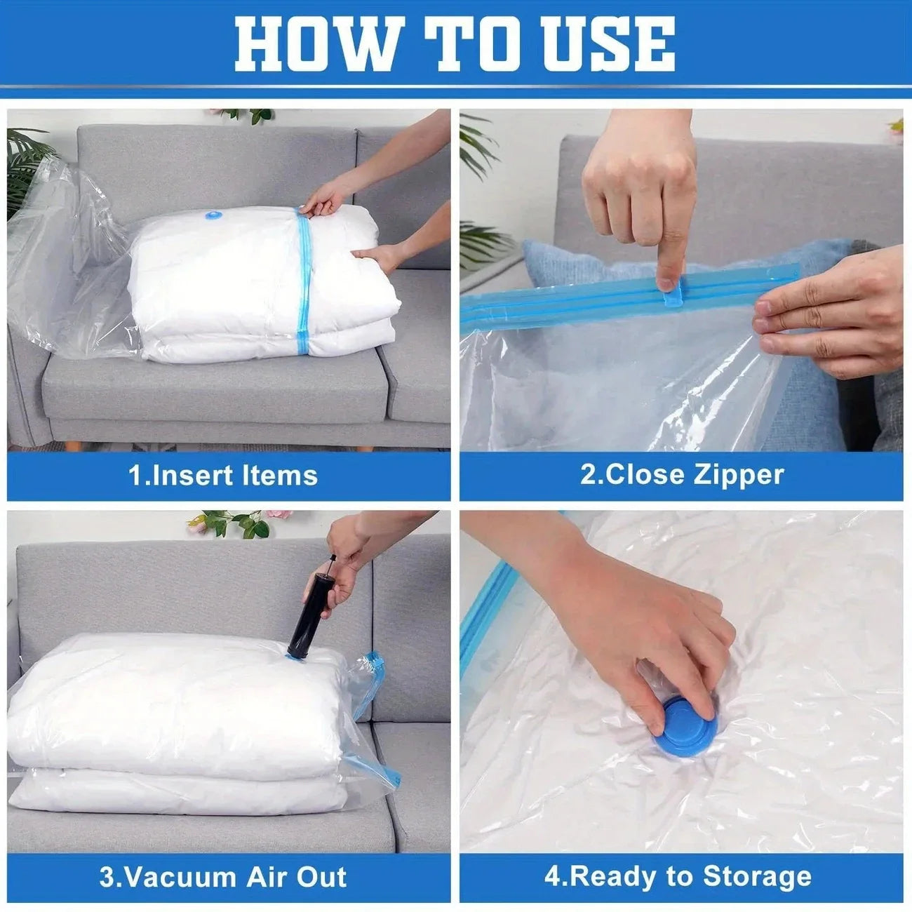 3/5/10PCS Vacuum Storage Bags For Clothes,Bedding,Space Saving Bags Storage Vacuum Seal Packet,Folding Compressed Organizer Bag