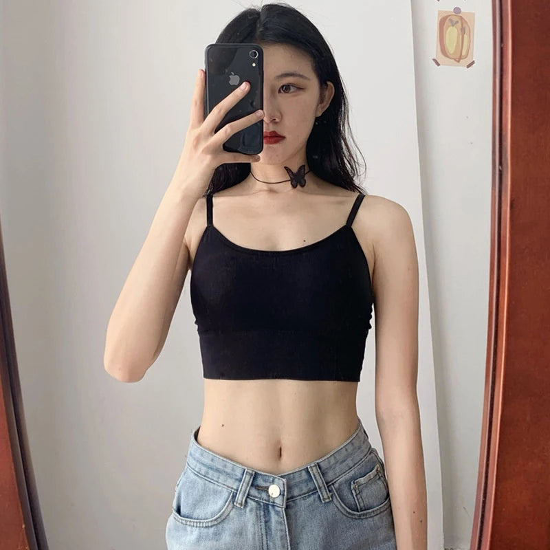 Girl Bra Crop Top Underwear Vest Puberty Sport Training Bras Solid Color Streetwear Tube Top For Girl