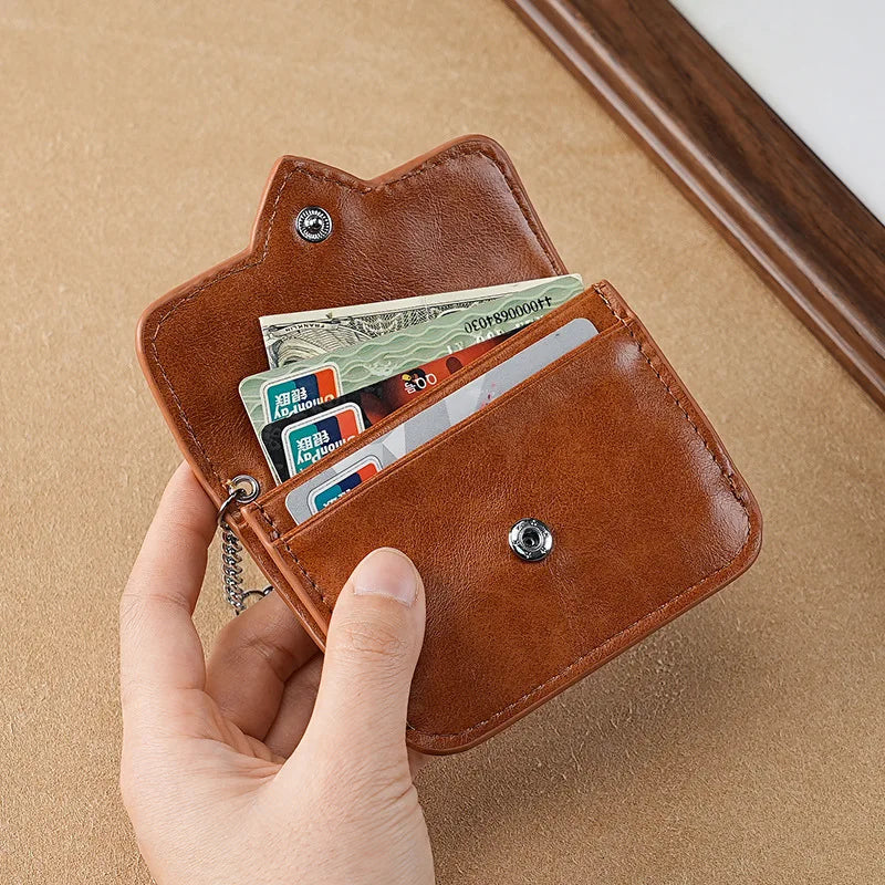 PULeather Card Holder Purse Women Cute Heart Shaped Small Wallet Multi-card Anti-magnetic Card Holder Travel Cash Coin Bag