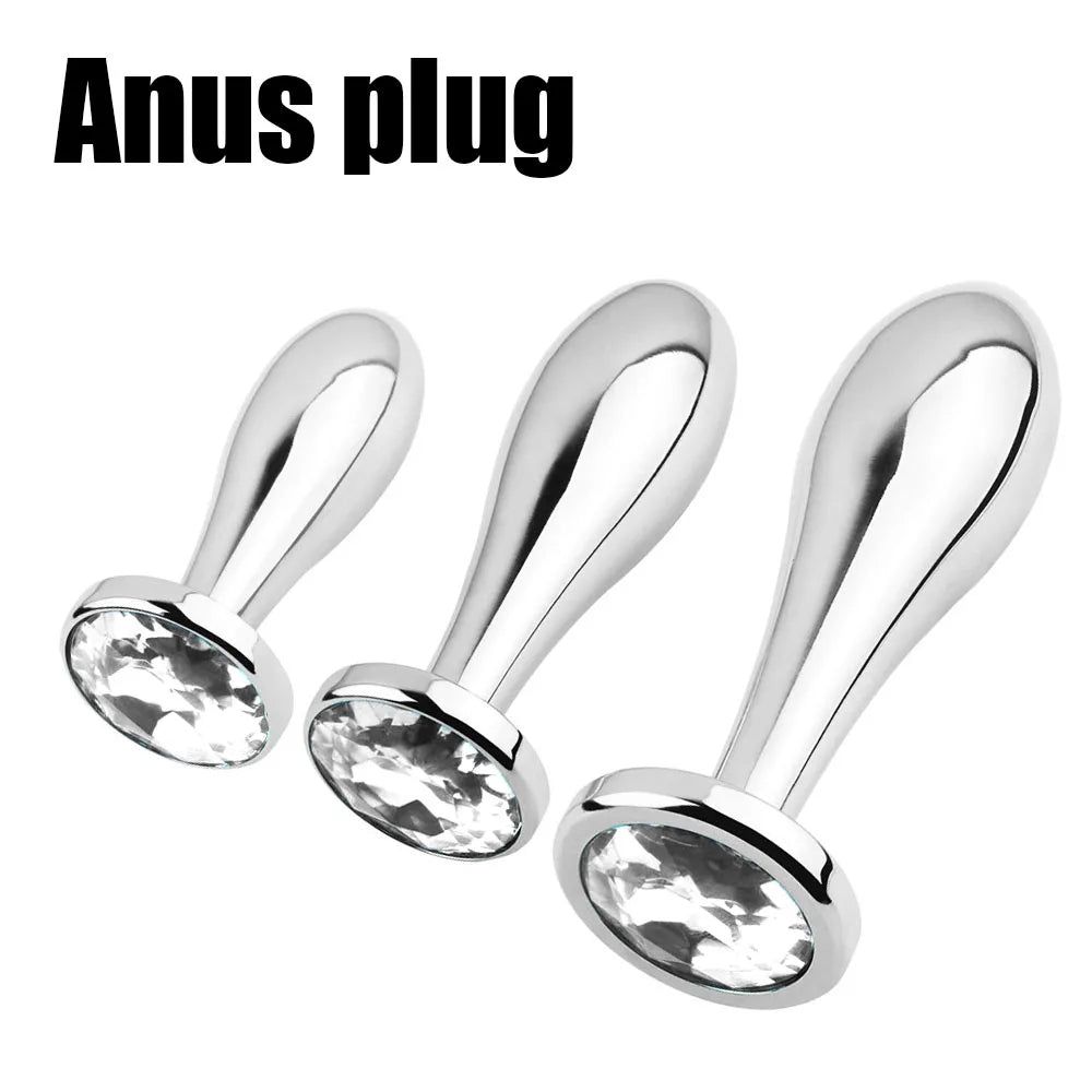Stainless Steel Crystal Anal Plug Set