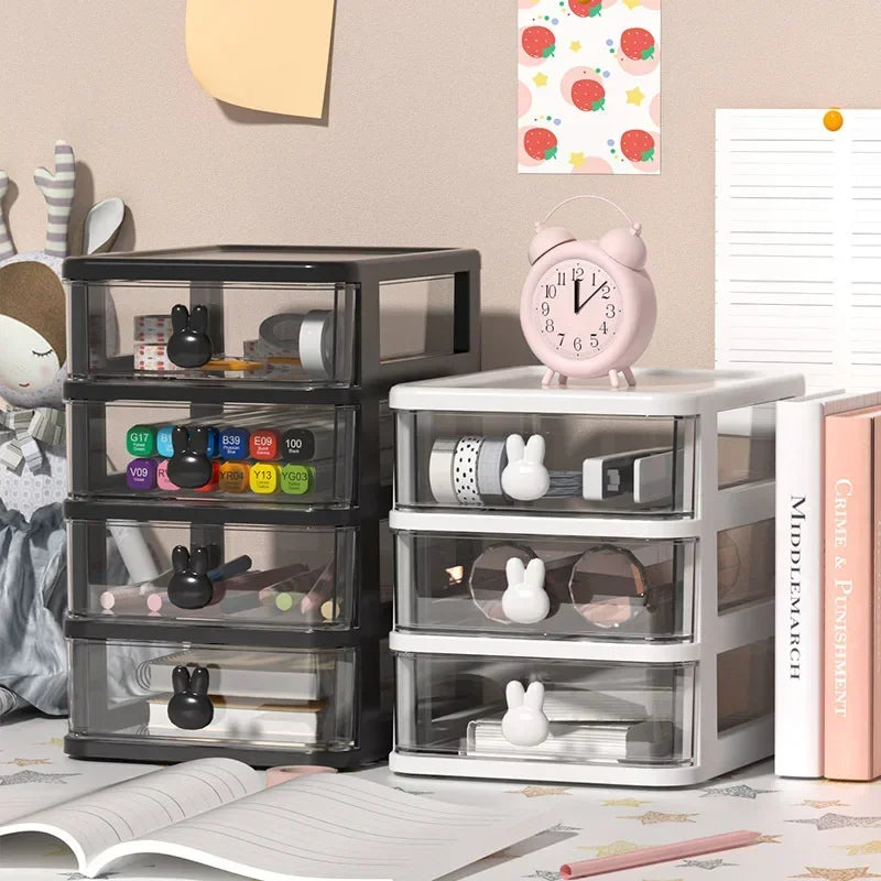 1Pc Storage Box Space-Saving Clear Drawer Organizer (2/3/4-Tier) Sort Office Home Dormitory,Makeup, Pens, Jewelry, Stationary