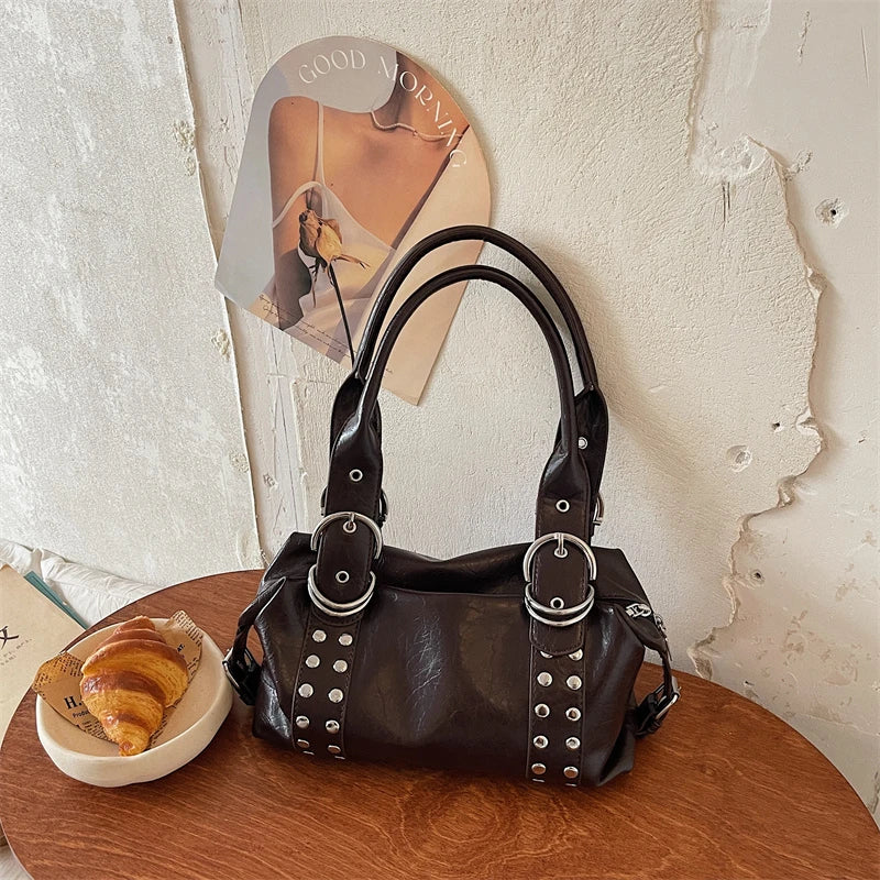 Y2K Studded Faux Leather Mini Bag