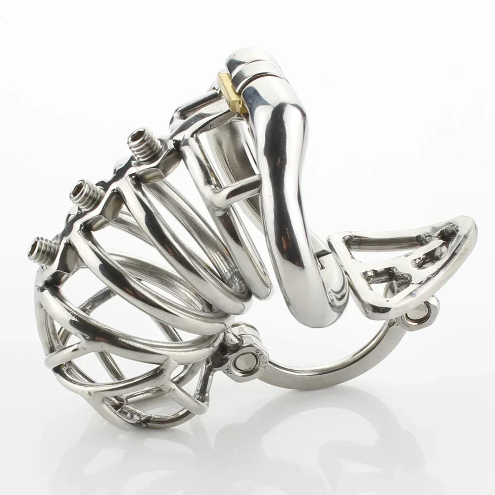 Stainless Steel Chastity Cage with Scrotum Ring