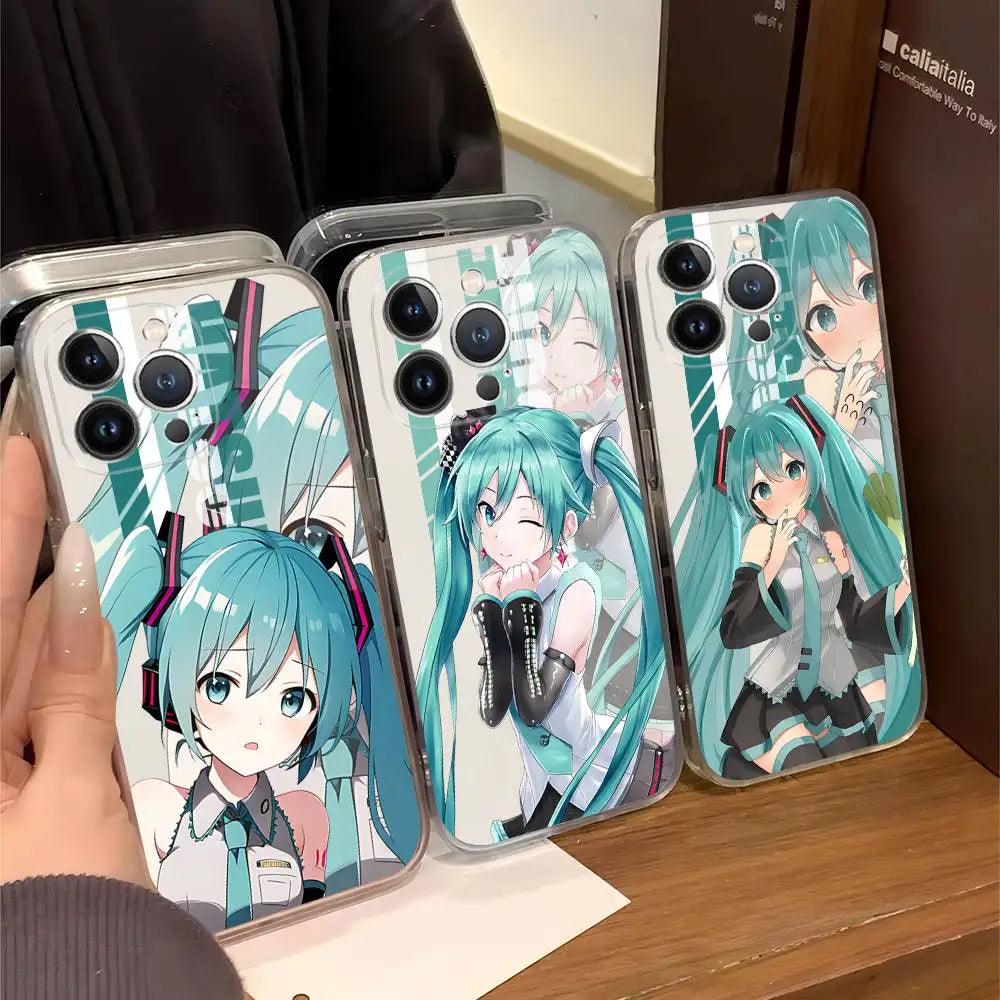 Kawaii H-Hatsune Miku Phone Case For IPhone 17 16 15 14 13 11 12 Pro Max 16 Plus Transparent