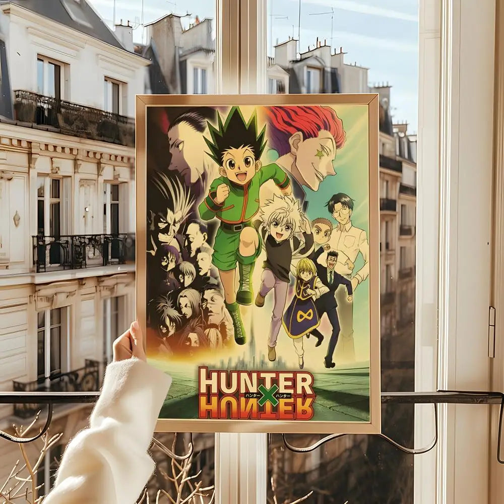 Anime H-Hunter X Hunter Poster Stickers Mural Painting Self-Adhesive Wall Decals for Bedroom Living Room Home HD Decor Gift