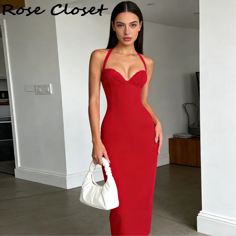Sexy Bodycon Midi Dress Women Elegant Halter Neck Evening Gowns Adjustable Lace Up Party Club Vestidos 2026 NEW Summer Dresses ﻿